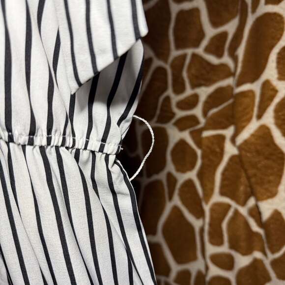 SHEIN Vertical Striped V-Neck Cami Romper with Belt - Picture 6 of 7